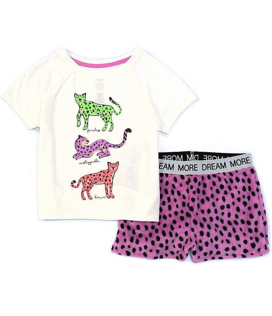 Dream Life Big Girls 7-16 Fearless, Unstoppable, Brave Cheetah 2-Piece Pajamas Set
