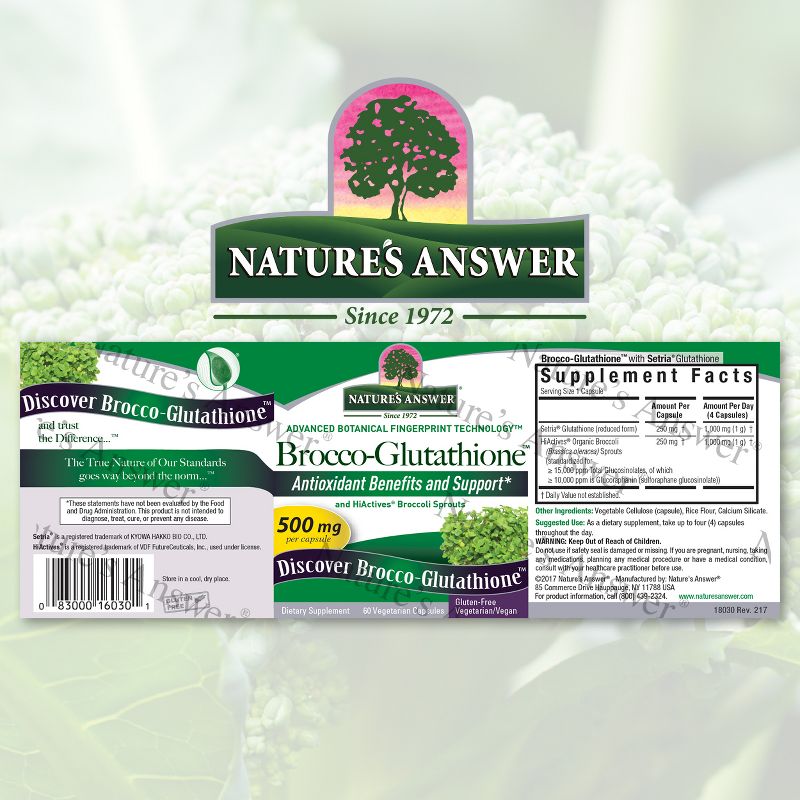 Nature's Answer Antioxidant Benefits, Brocco-Glutathione-60ct