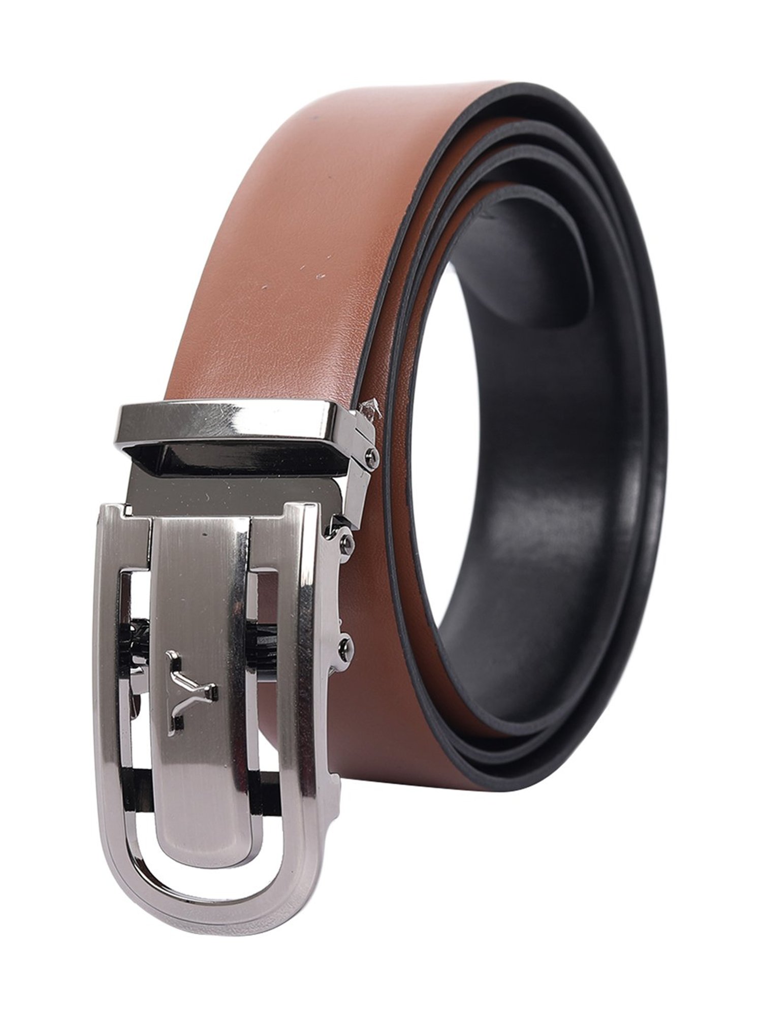 BELWABA Black Textured Formal Leather Belt for Men