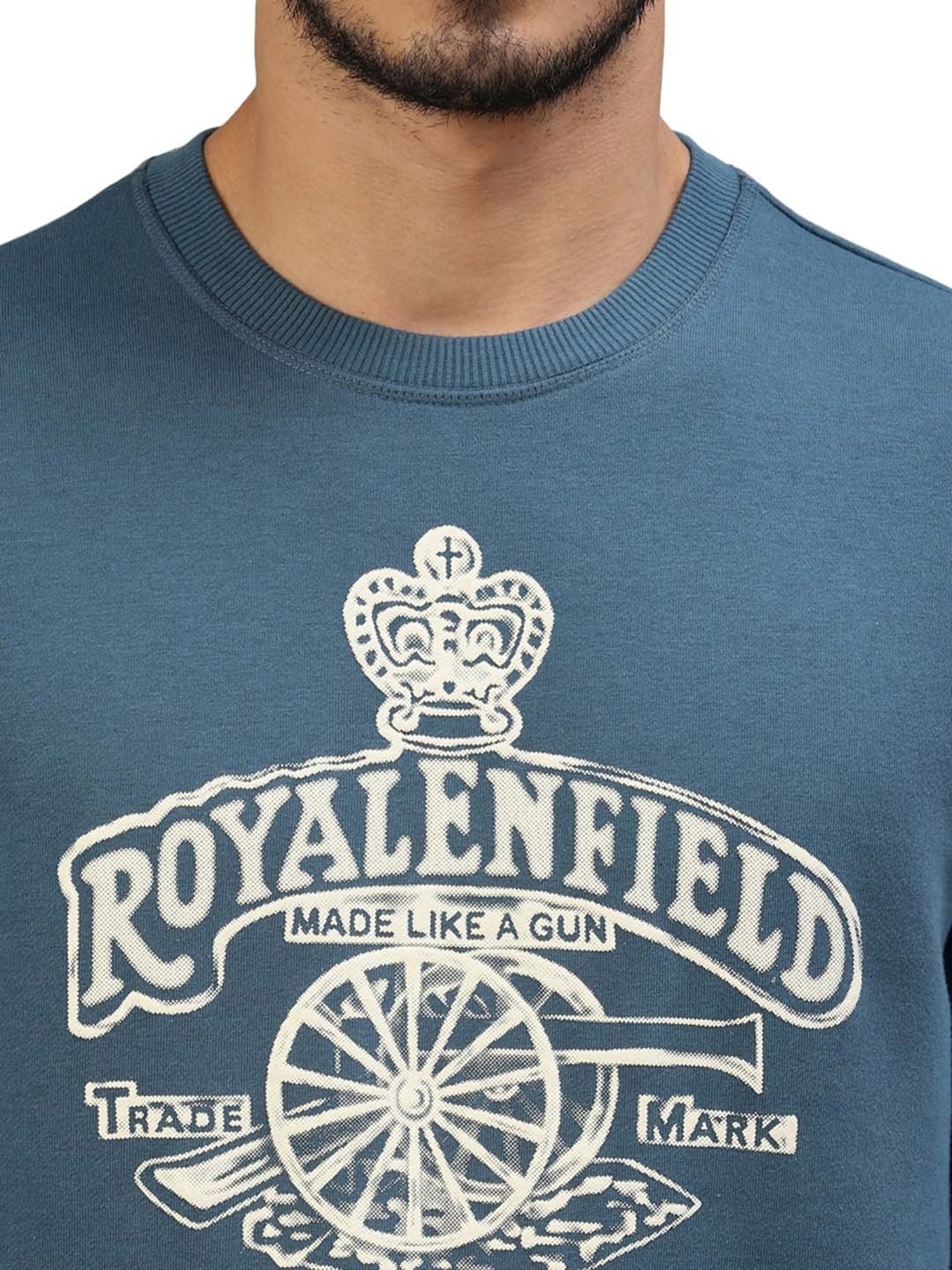 Royal Enfield Blue Regular Fit Printed Sweatshirt