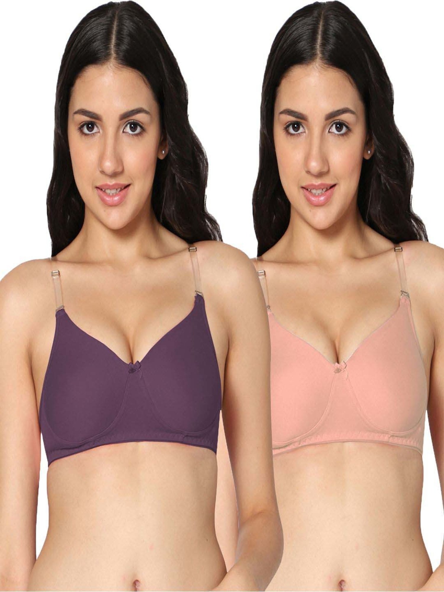 IN CARE Purple & Pink Cotton T-Shirt Bras - Pack Of 2