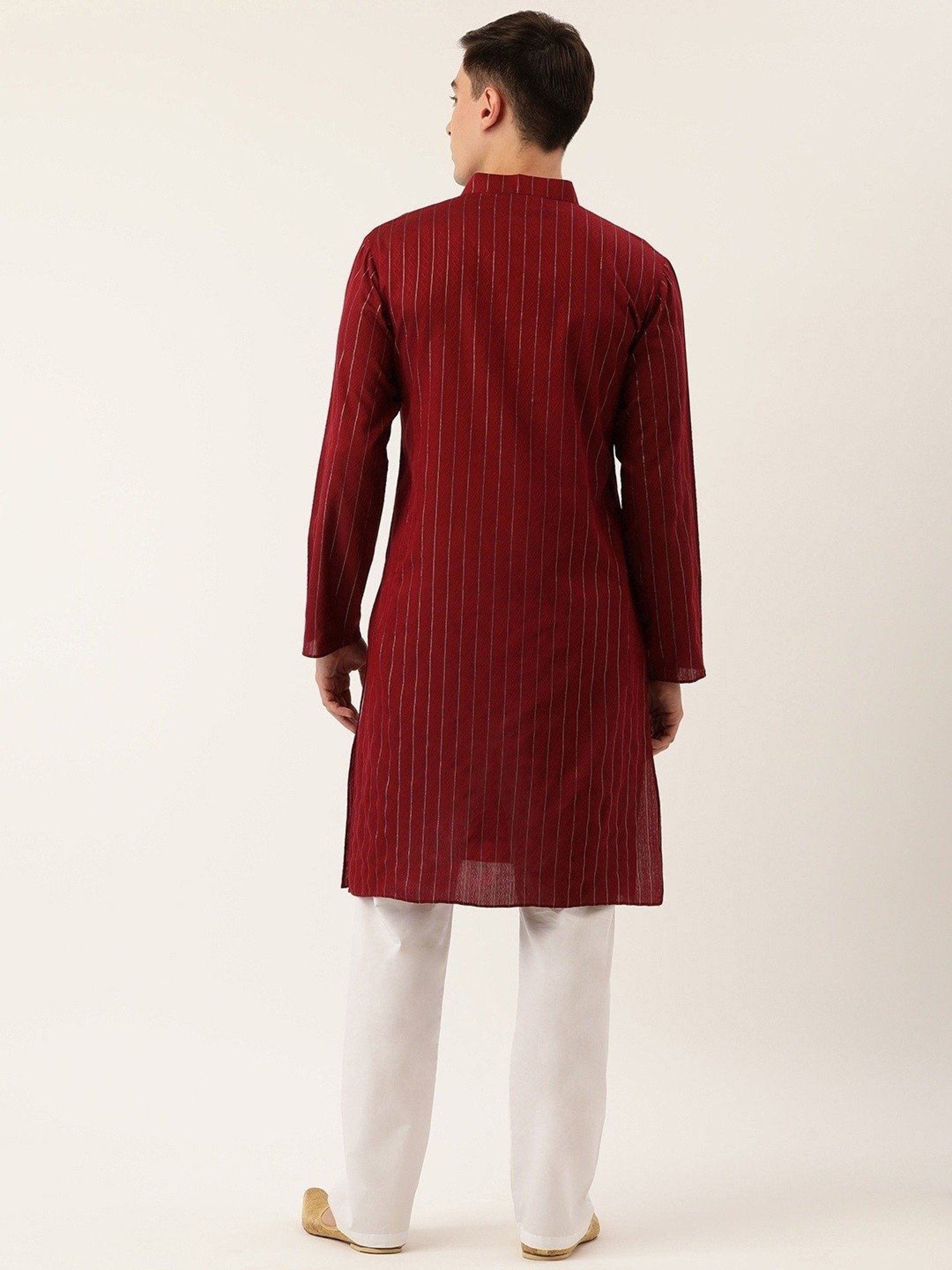 SWAGG INDIA Maroon Regular Fit Self Pattern Kurta