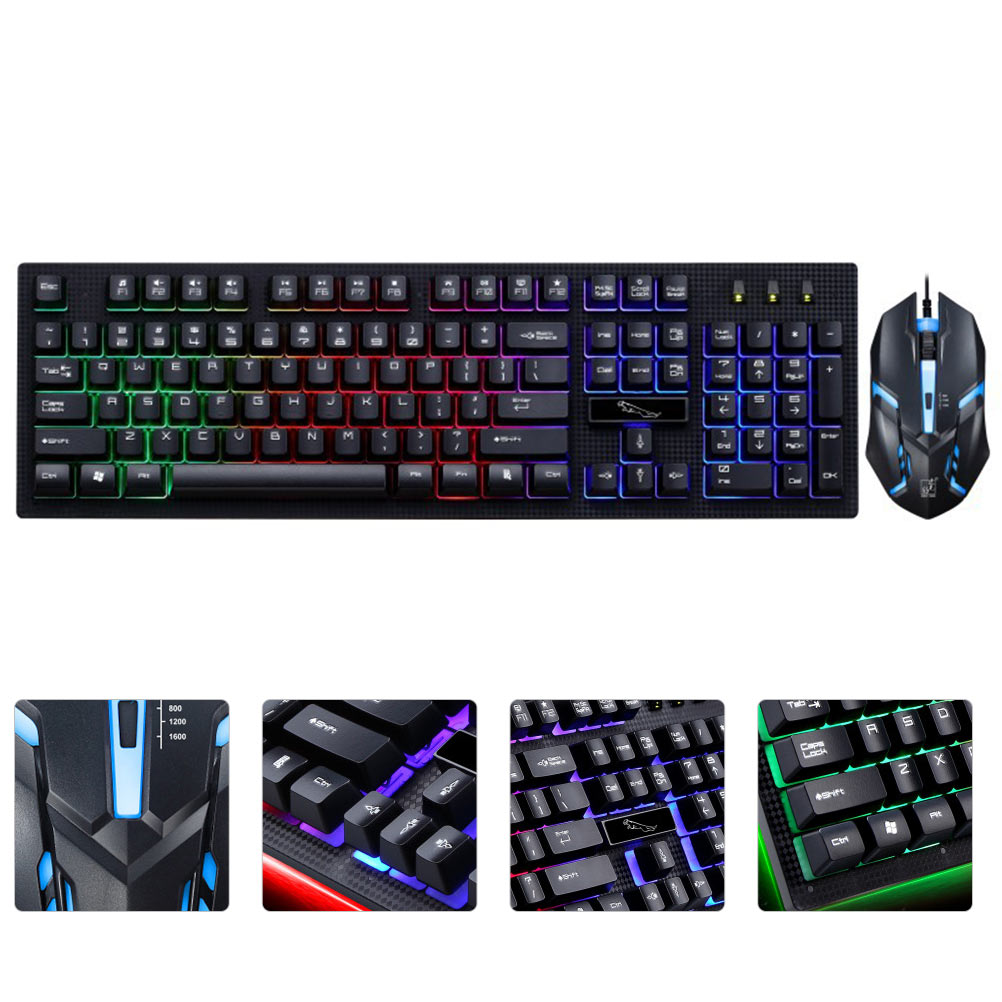 UKCOCO Gaming Keyboard Mouse Combo Wired,RGB LED Backlit Computer Gaming Keyboad,Lighted PC Gaming Mouse, for PC Games Gamer Working, White