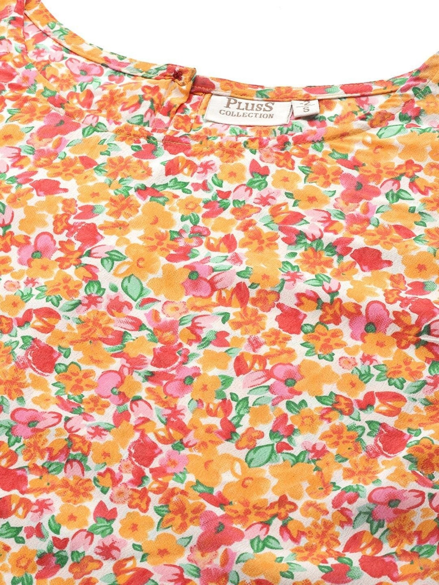 Melon by PlusS Orange Floral Print Top