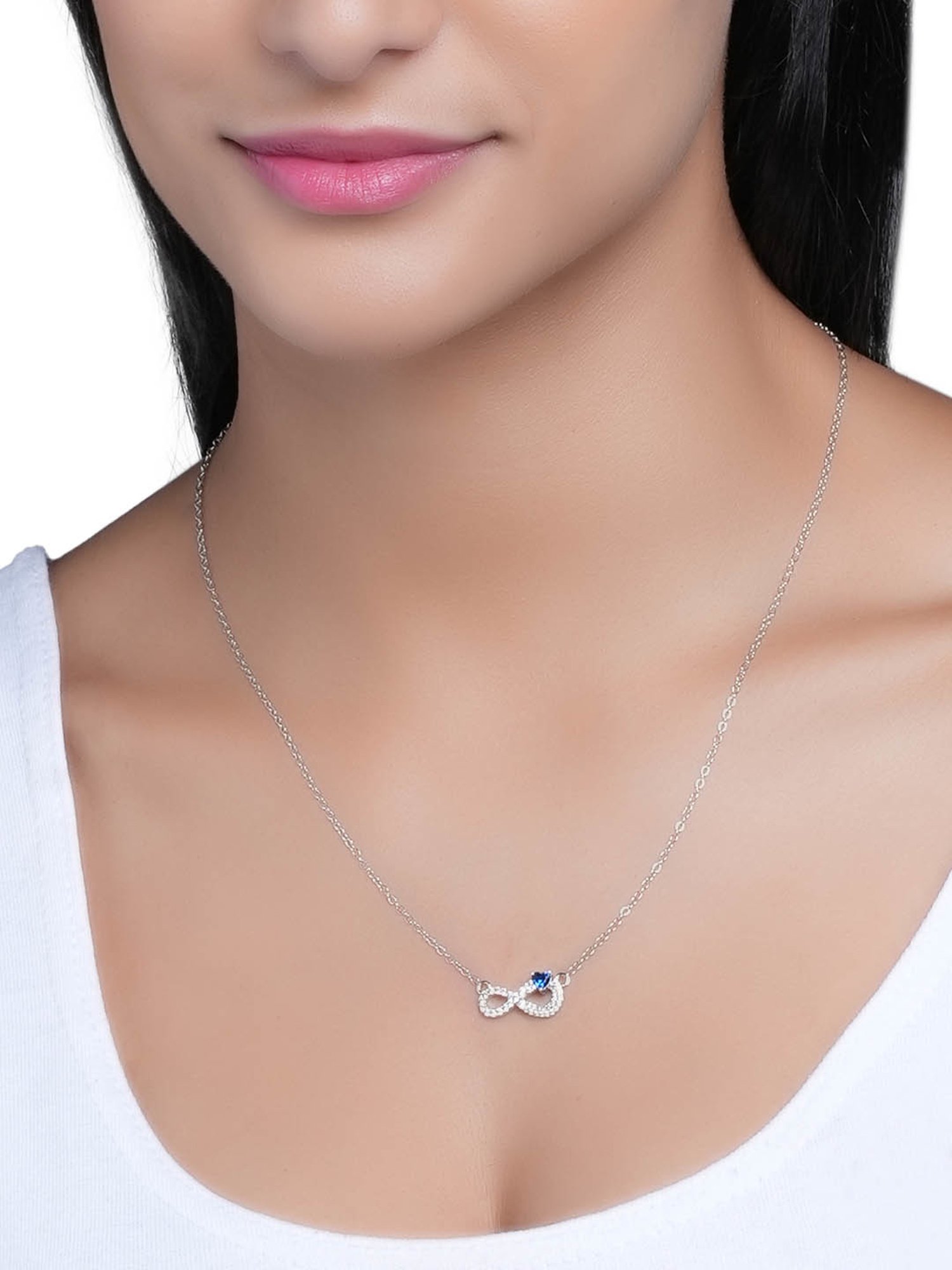 Juicy Couture Silver Athena Blue Stone Necklace