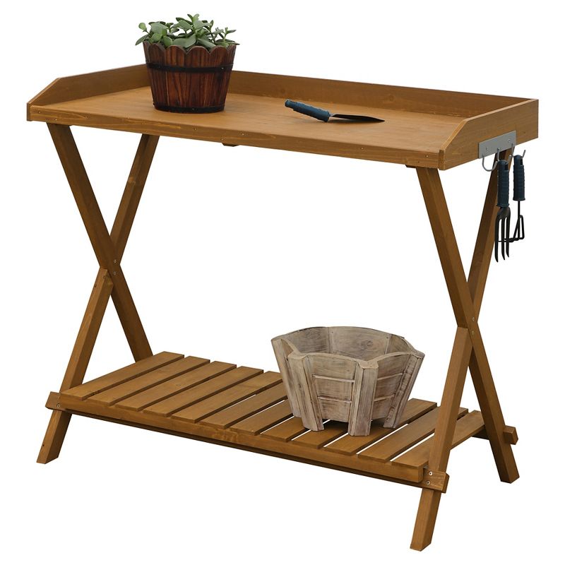 Galvanized Potting Bench Gray - Poly-Tex