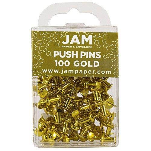 Gold Push Pins / Thumbtacks - 100 pushpins per box - NEW!
