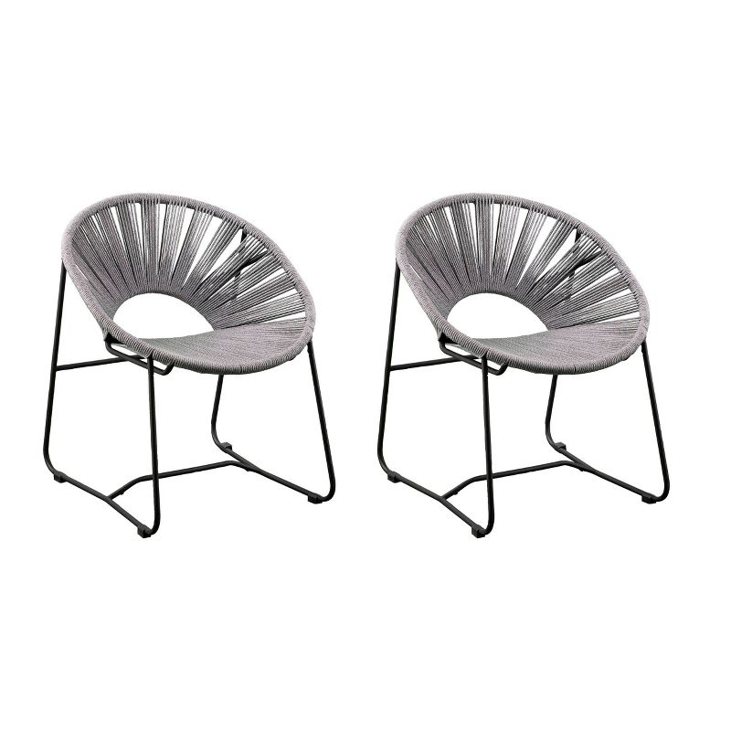 Rondly 2pk Outdoor Patio Rope Accent Chair Gray - Holly & Martin