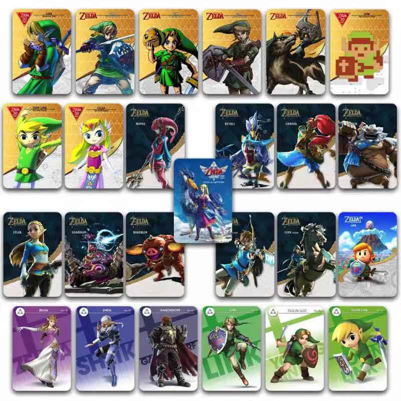 25 Full Set ZELDA BREATH OF THE WILD NFC PVC TAG Card for Switch Wii U, 20 Hearts WOLF LINK, LOFTWING