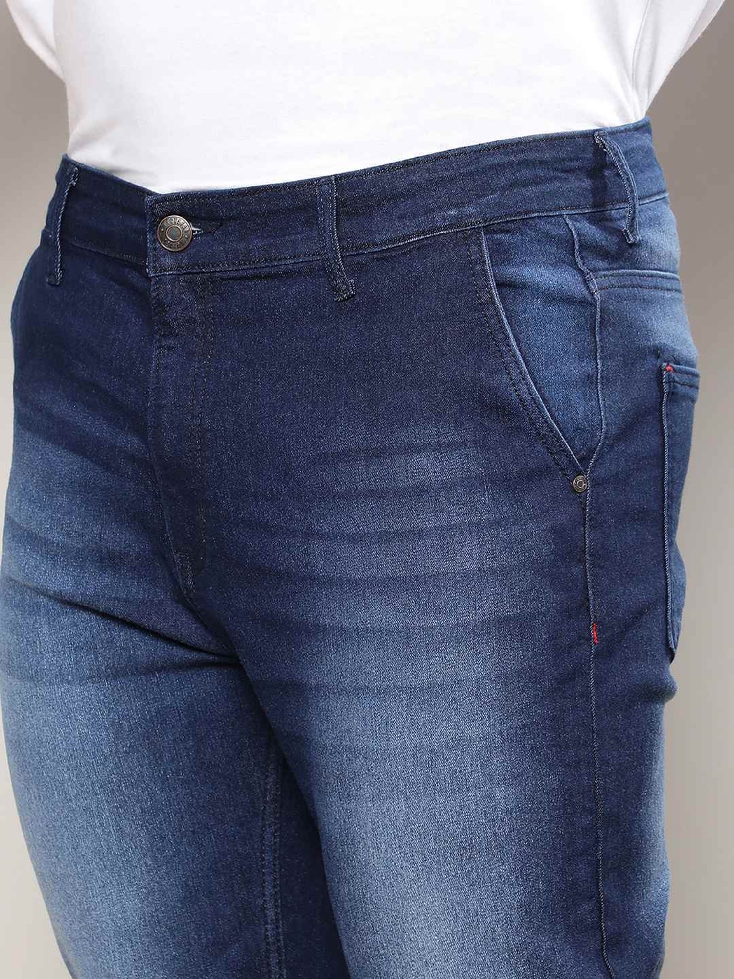 Instafab Plus Blue Regular Fit Plus Size Jogger Jeans