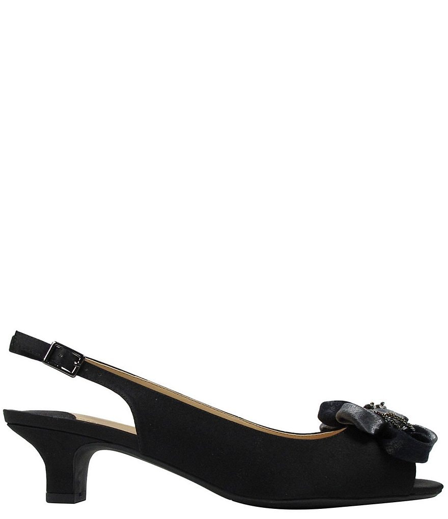 J. Renee Leonelle Embellished Bow Slingback Peep Toe Pumps