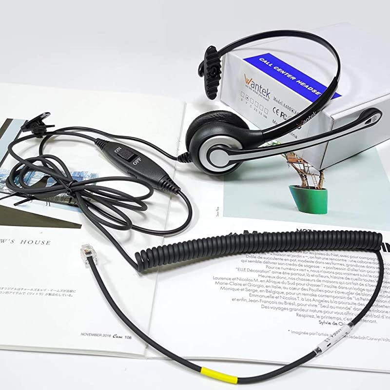 Corded Telephone Headset Monaural with Noise Canceling Mic Work for Yealink T19P T20P T21P T22P T26P T28P Avaya 1608 9640 Cisco 7905 Grandstream Snom AltiGen Panasonic KXT IP PhonesF600Y1