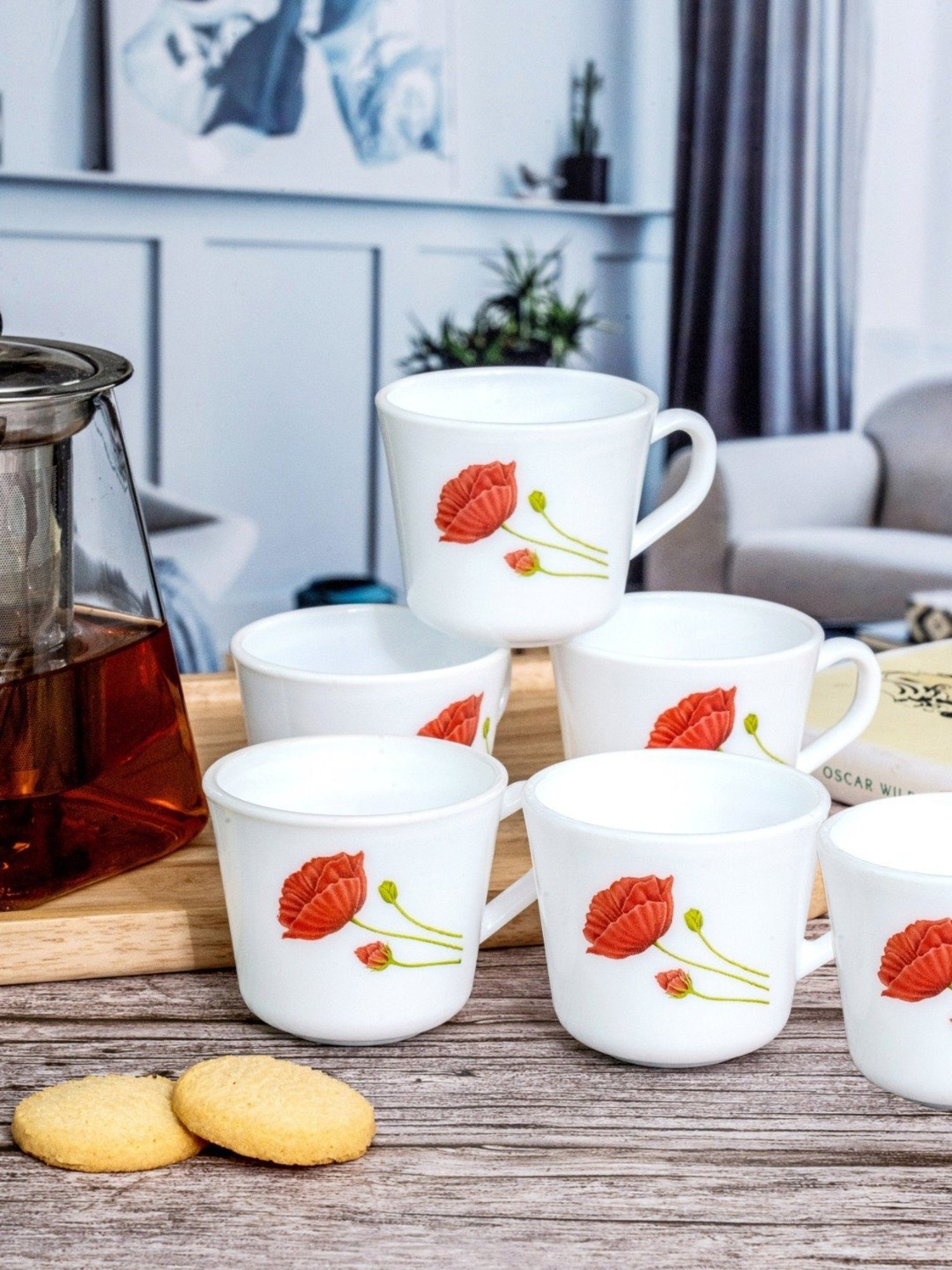 Larah by Borosil White Ceramic Opalware Mug - Set of 6 160ml