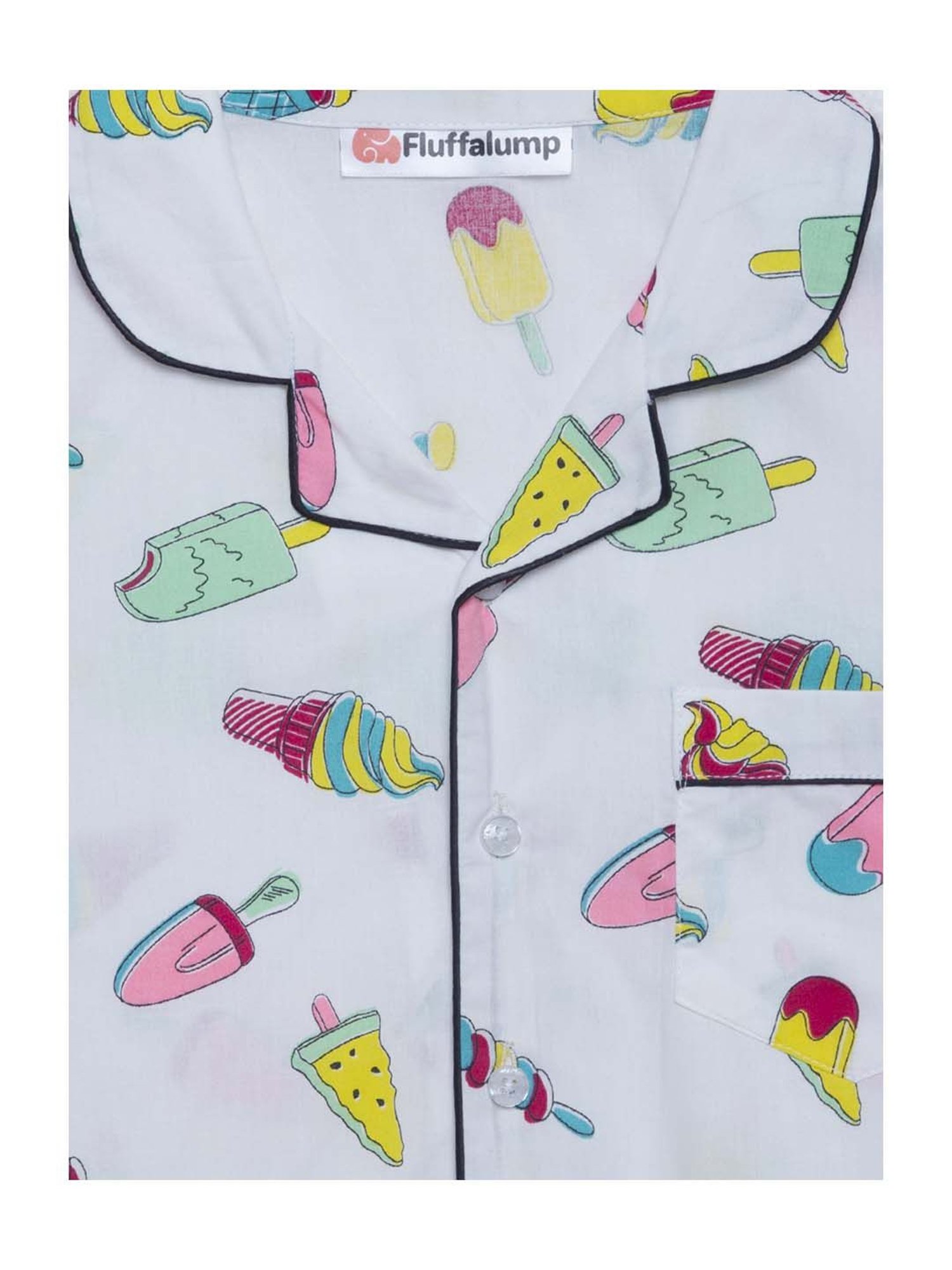 Fluffalump Boys Multicolor Cotton Printed Nightwear Top & Pants Set