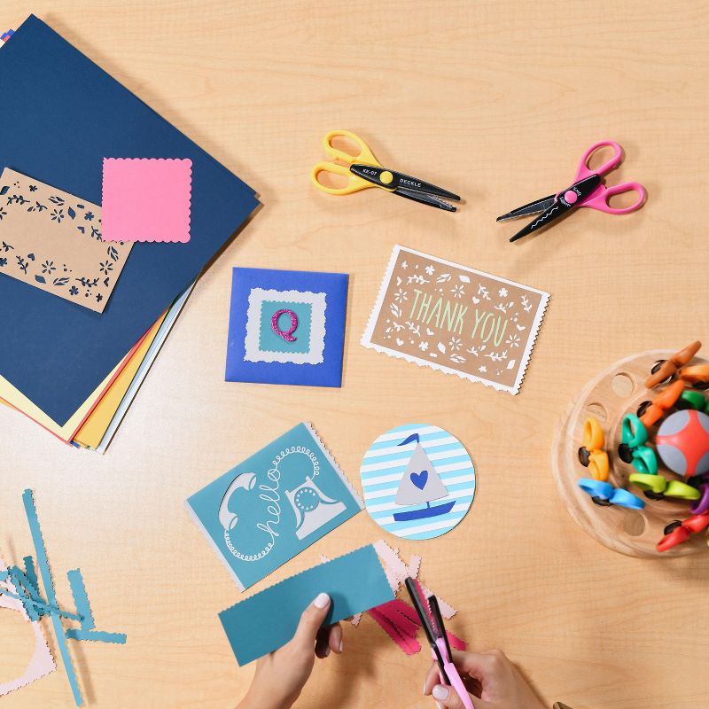 ECR4Kids Craft Scissor Set - Decorative Paper Edger Scissors with Rotating Stand (18 Pieces)