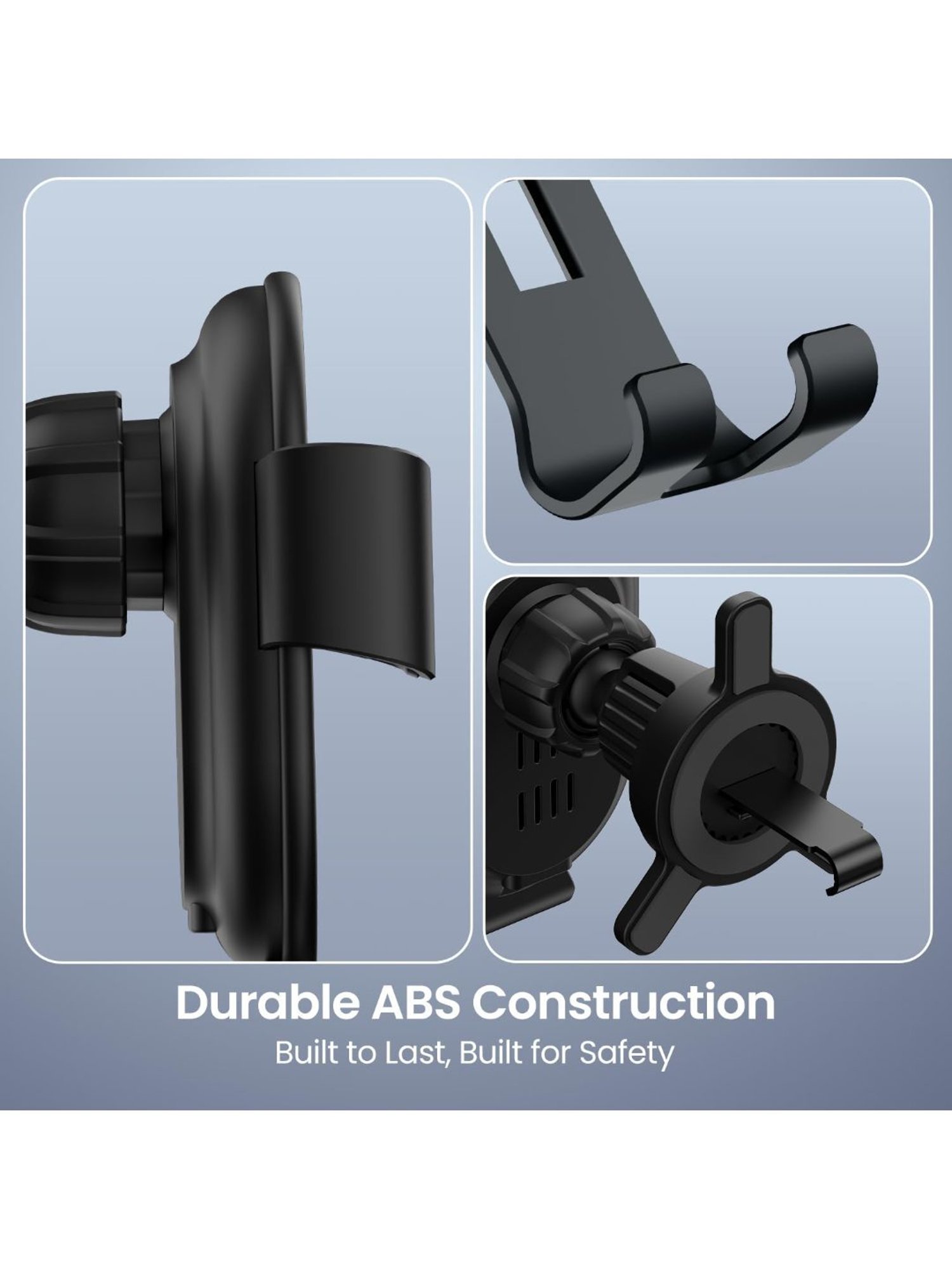 Portronics Charge Clamp 4 Wireless Car Charger with 15 W, 360 Degree Rotation (Black)