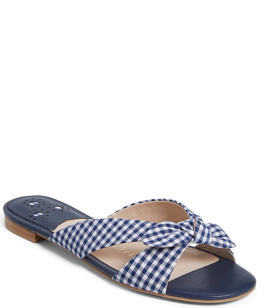 Jack Rogers Tilly Criss-Cross Bow Gingham Print Slides