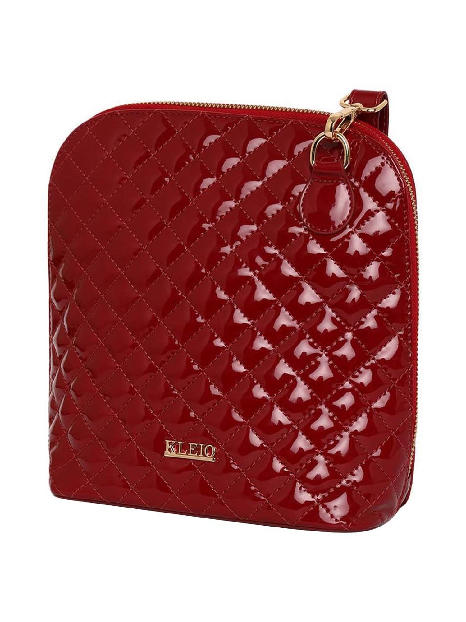 KLEIO Maroon Rivets Medium Sling Handbag