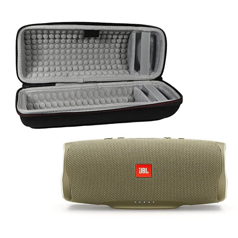 Charge 4 Waterproof Wireless Bluetooth Speaker Bundle with Portable Hard Case Sand