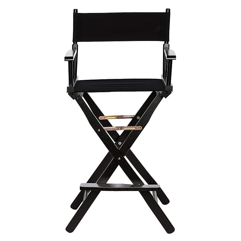 Casual Home Portable Bar Height Directors Chair with Wood Frame, Canvas Seat and Back, and Removable Footrest, Black