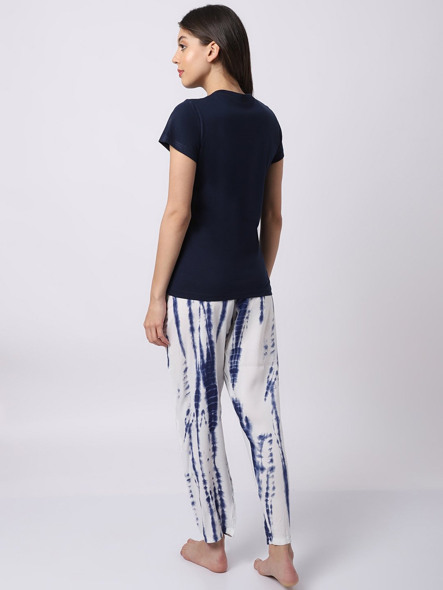 Boston Club Navy Printed T-Shirt With Pyjamas