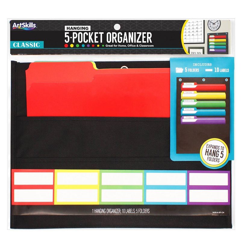 ArtSkills 5 Pocket Hanging Organizer with Labels & Folders - Classic Colors