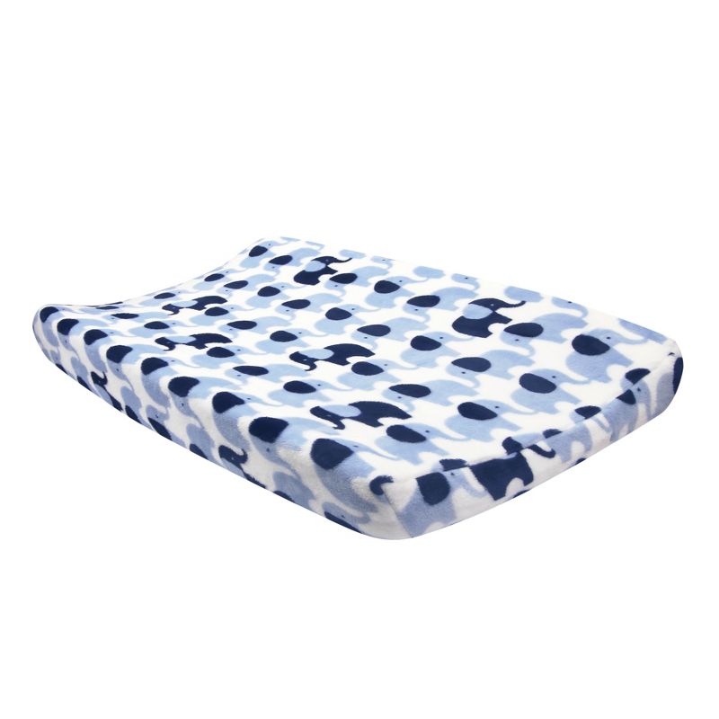 Lambs & Ivy Indigo Elephant Blue/White Safari Changing Pad Cover