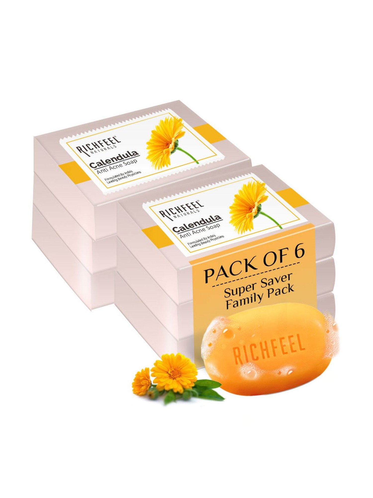 Richfeel Calendula Anti Acne Soap - Pack of 6