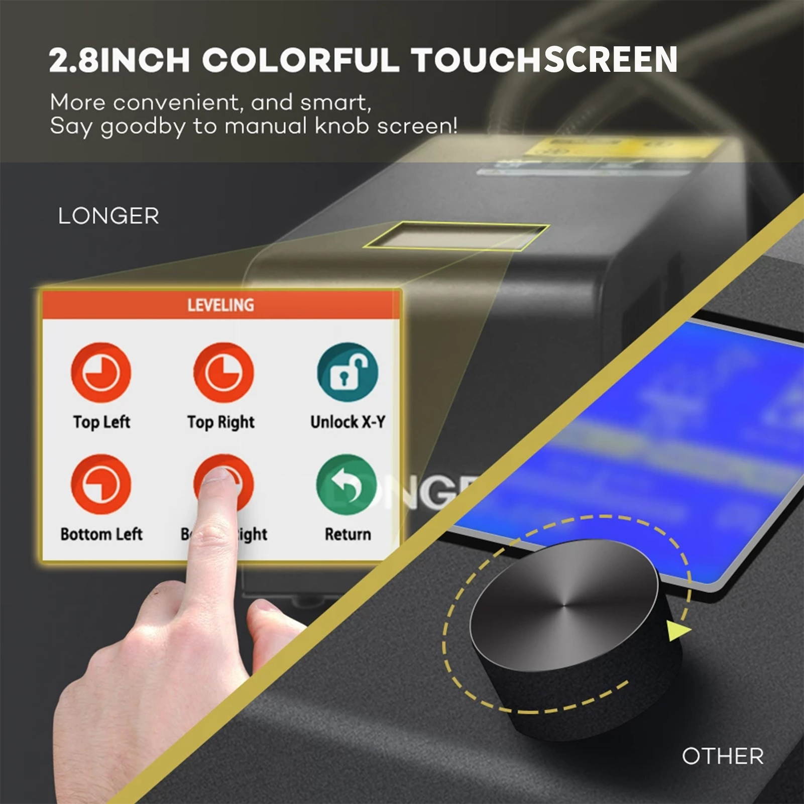 LONGER LK1 3D Printer 90% Pre-Assembled with 2.8 Inch Color TouchScreen 300x300x400mm Large Print Size Full Metal Body Filament Detector Resume Printing Tempered Glass Plate Safer Printing