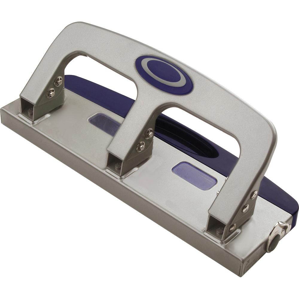 OIC Deluxe Standard Hole Punch - 3 Punch Head(s) - 20 Sheet Capacity - 9/32" - Silver