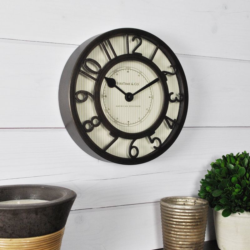 8" Raised Farmhouse Number Wall Clock Brown - FirsTime & Co.