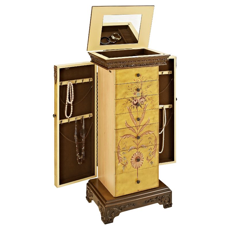 Beatrice Antique Parchment Hand Painted Jewelry Armoire - Powell Company