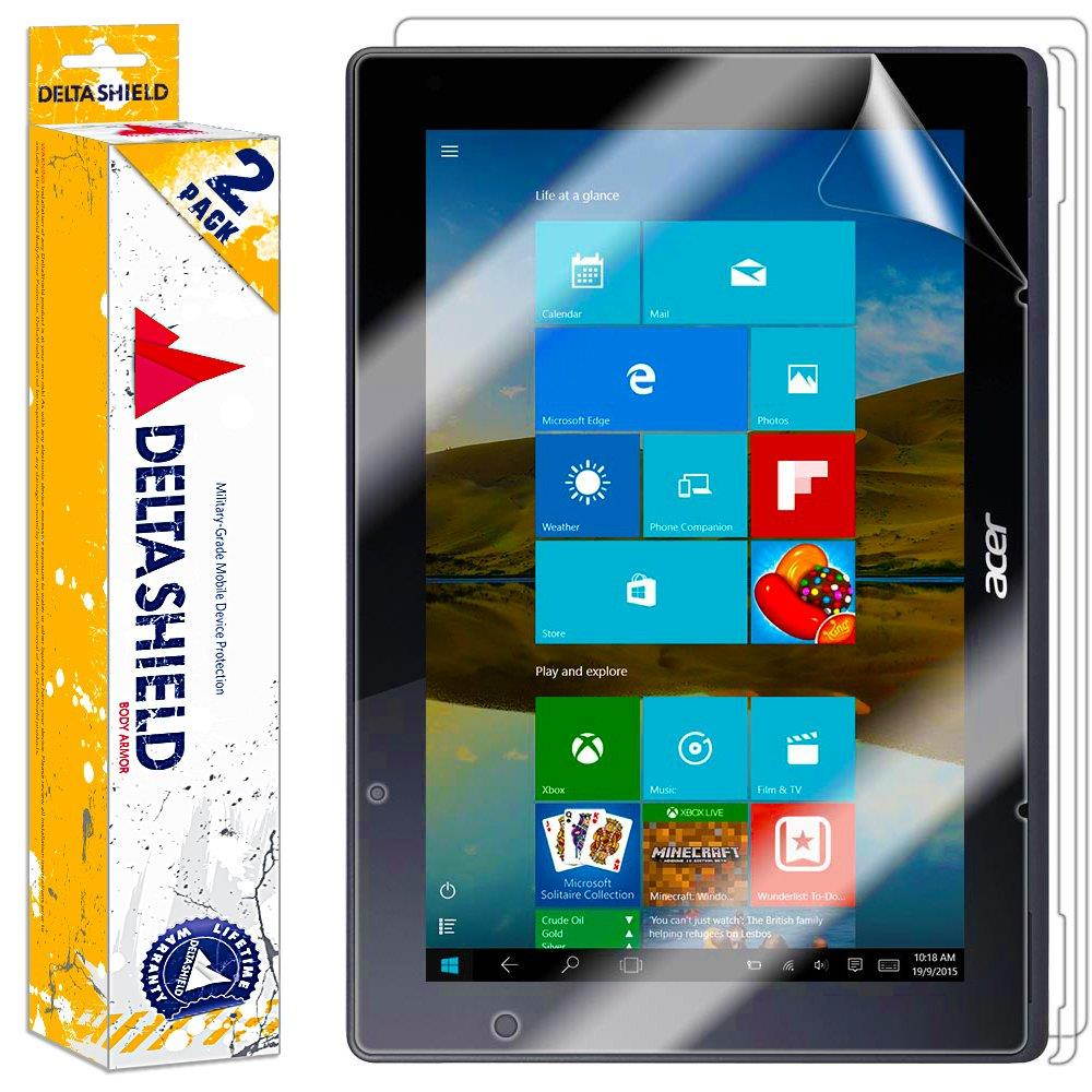 DeltaShield Full Body Skin for Acer Switch V 10 (2-Pack)(Screen Protector Included) Front and Back Protector BodyArmor Non-Bubble Military-Grade Clear HD Film