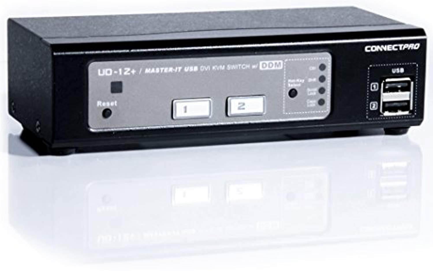 connectpro ud-12+kit, 2-port usb dvi kvm switch w/ ddm & multi-hotkey