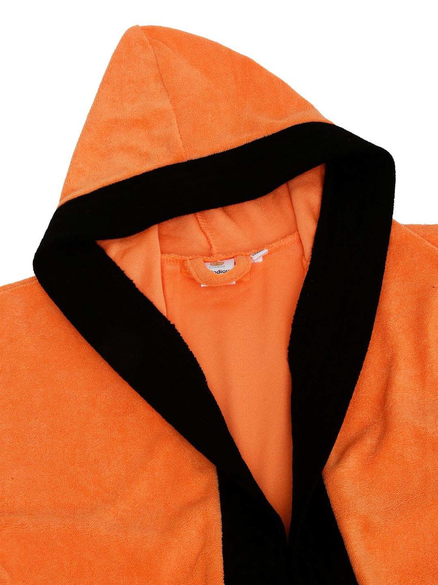 Creeva Melodious Black & Turkish Micro Terry 225 GSM Kids Hooded Bathrobe 4-5 Years With Pocket