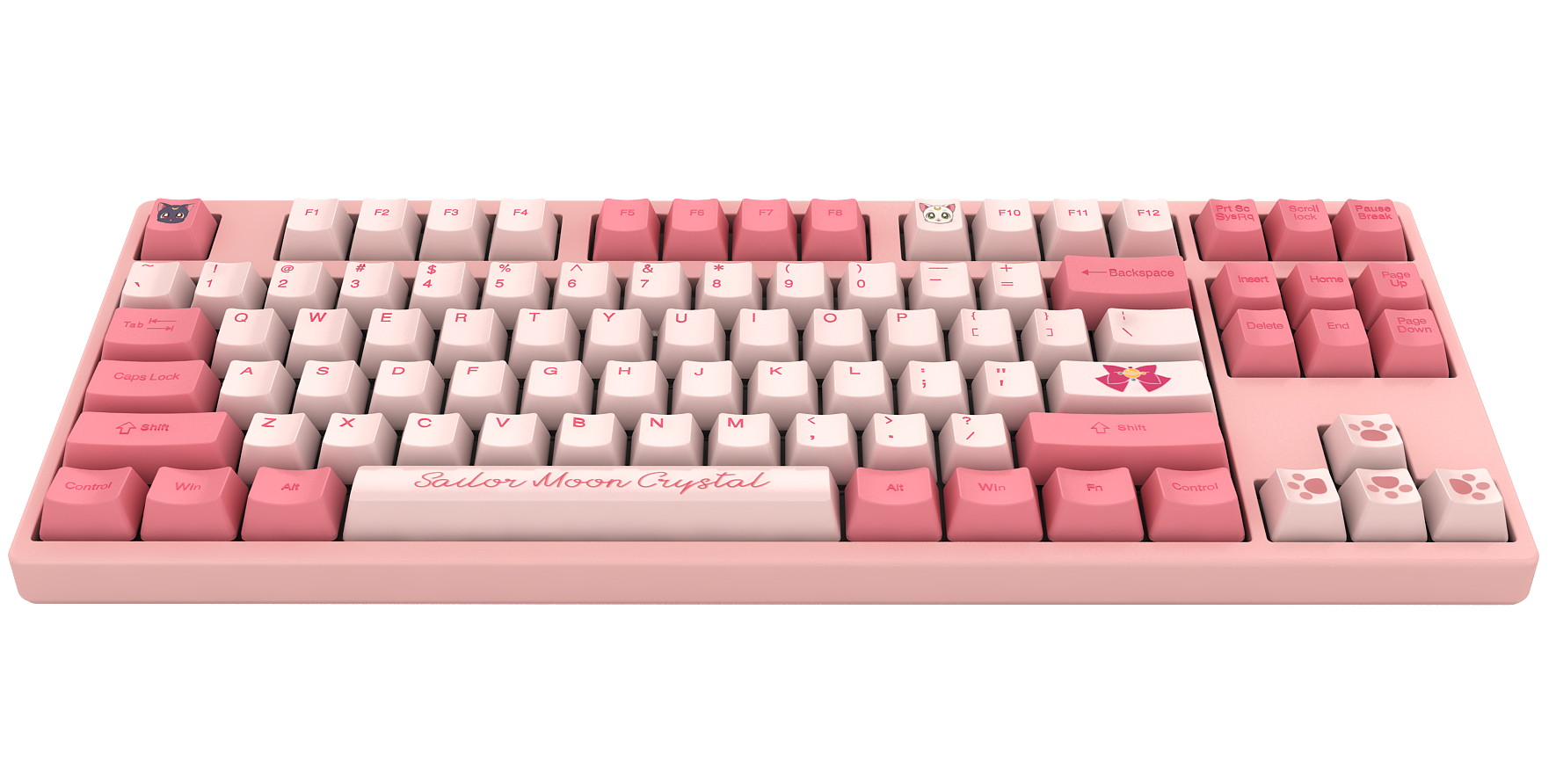Akko 3108V2 Sailor Moon Gaming Mechanical Keyboard Pink Switch Double Shot Dye Sub PBT Keycaps NKRO Detachable USB Type-C Pink Cat Paw