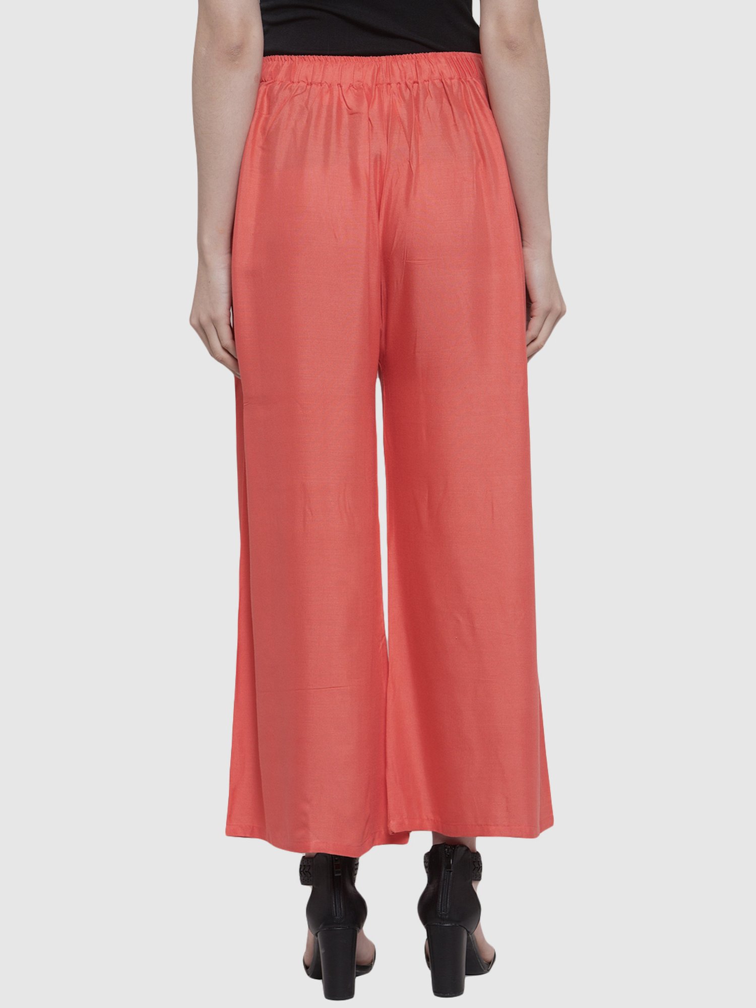 Saffron Threads Black Elasticated Palazzos