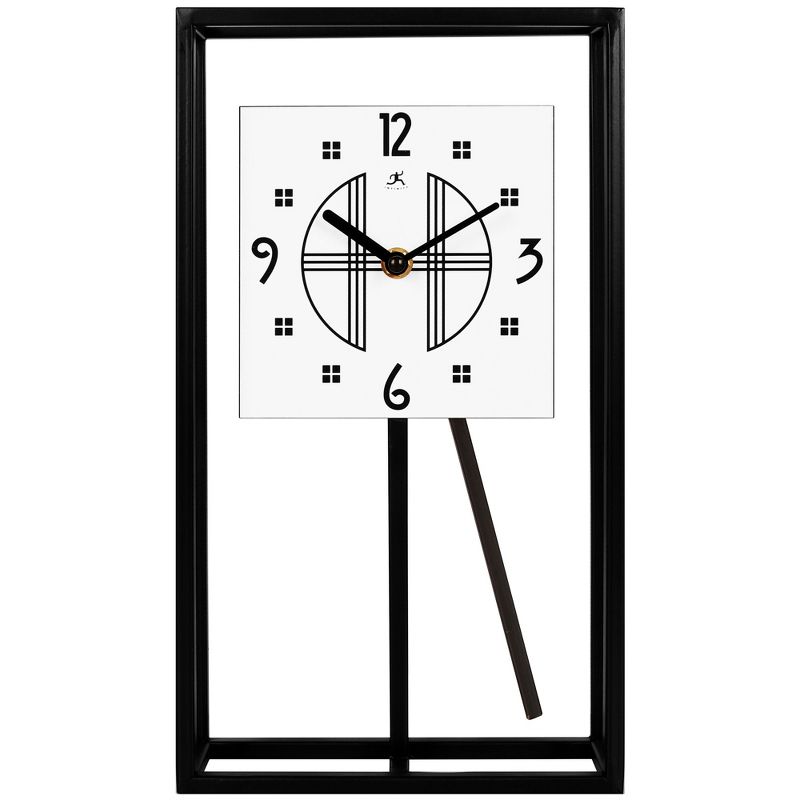Infinity Instruments 20090BK-933 7.25 x 13 Inch Decorative Modern/Minimalist Pendulum Tabletop Clock, Black
