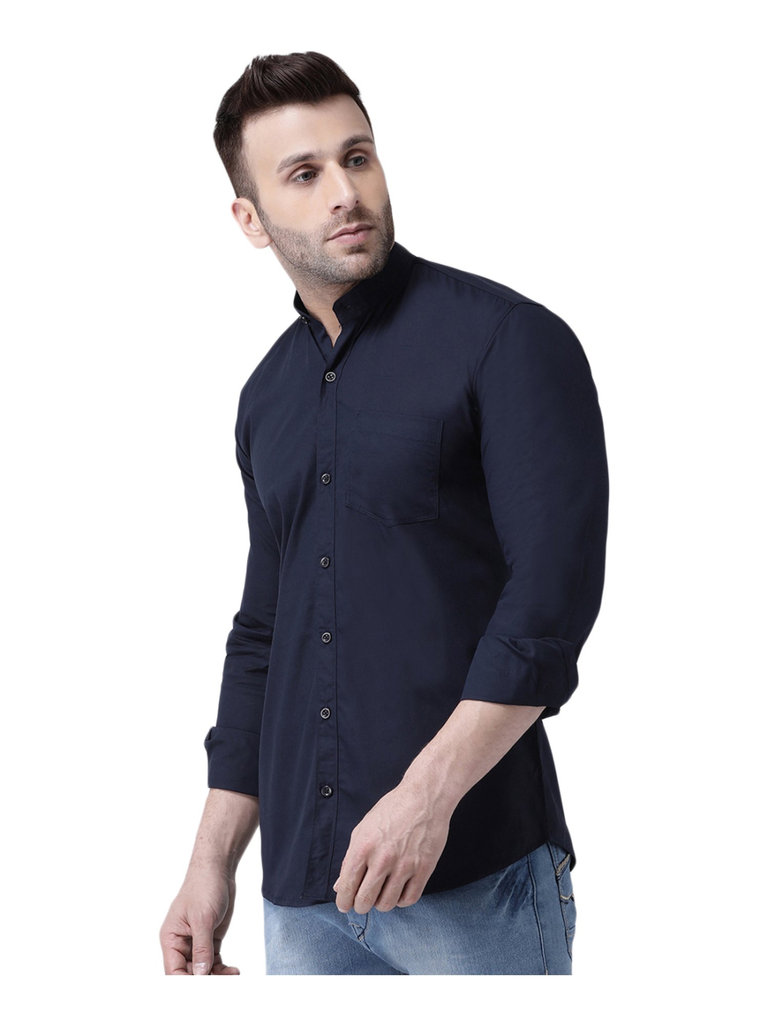 Hang Up Navy Cotton Slim Fit Shirt