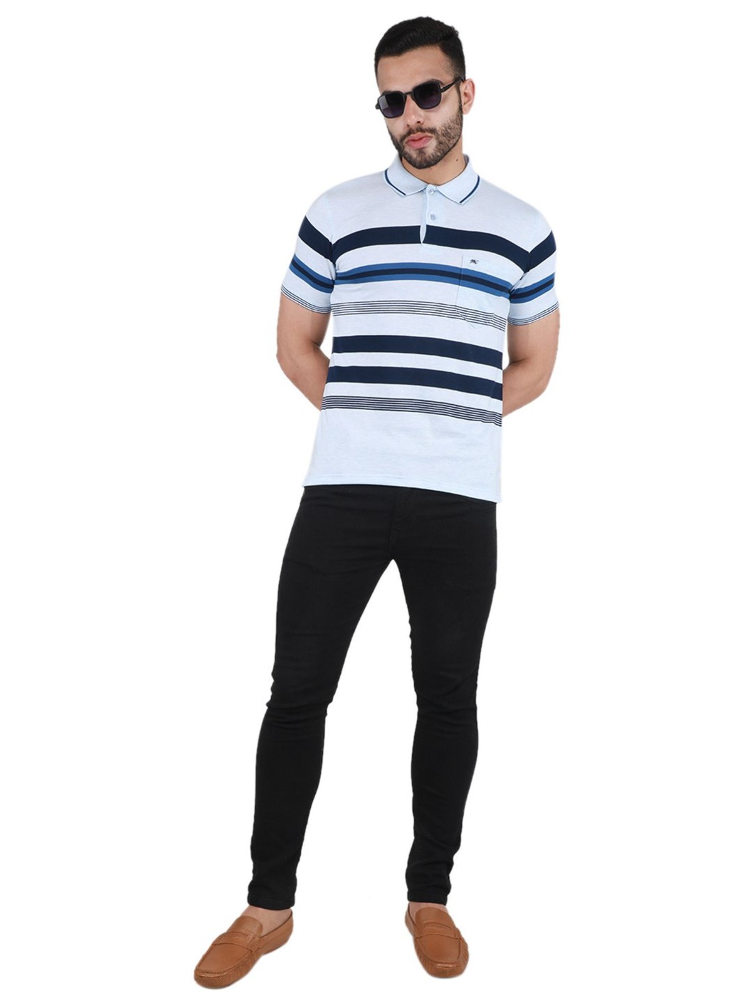 Monte Carlo Multicolor Regular Fit Striped Polo T-Shirt