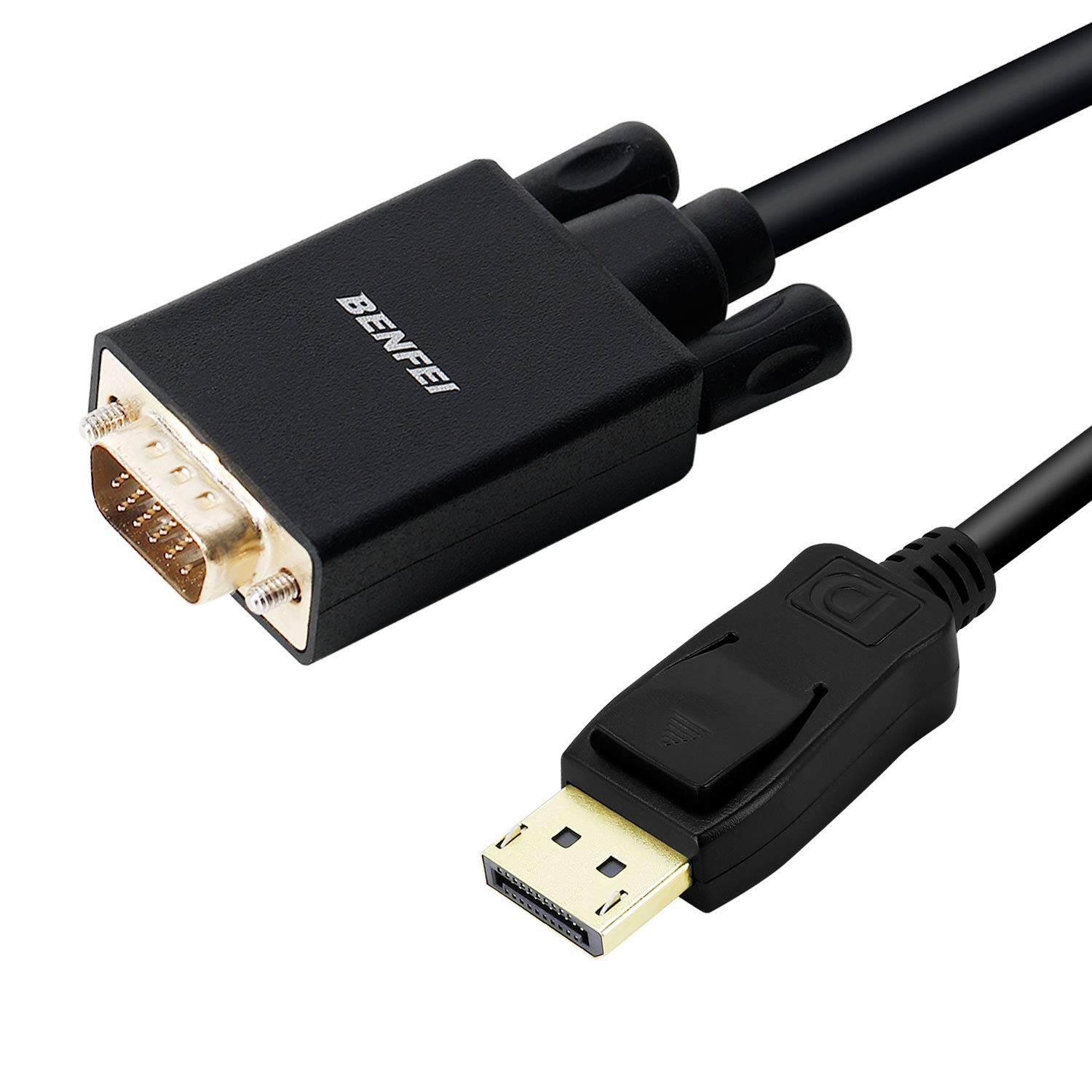 DisplayPort to VGA 6 Feet Cable 2 Pack, Benfei Display Port Male to VGA Male Gold-Plated Cord 6 feet Compatible for Lenovo, Dell, HP, ASUS and Other Brand