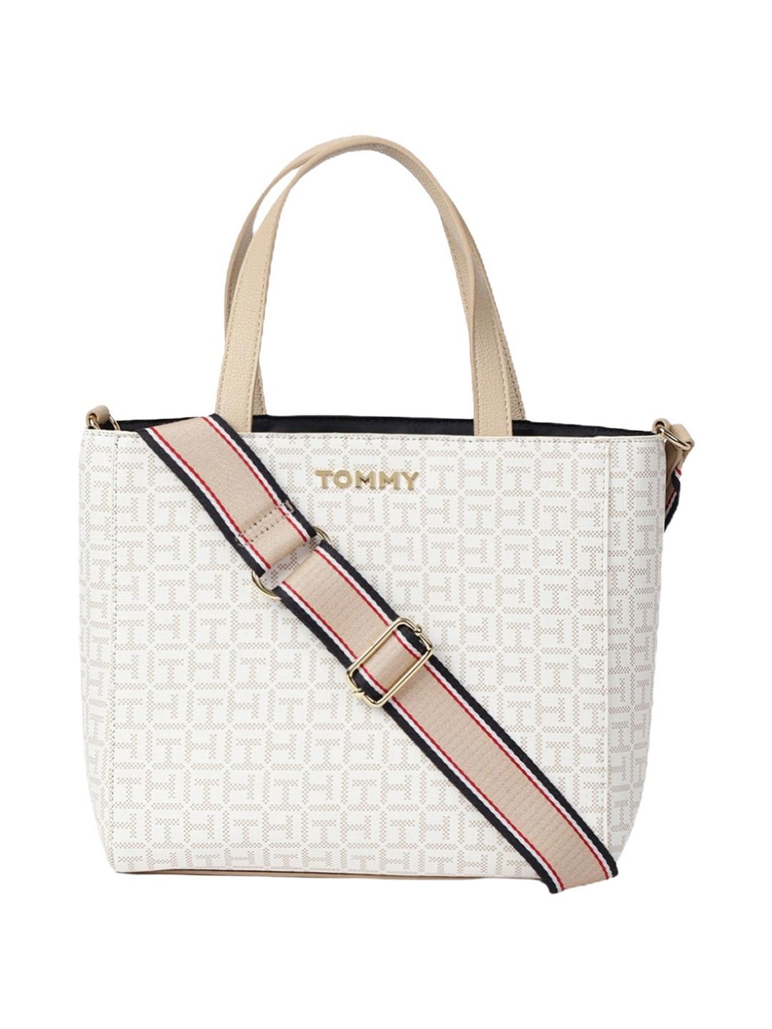 TOMMY HILFIGER Beige KIARA II Logo Bowler Bag