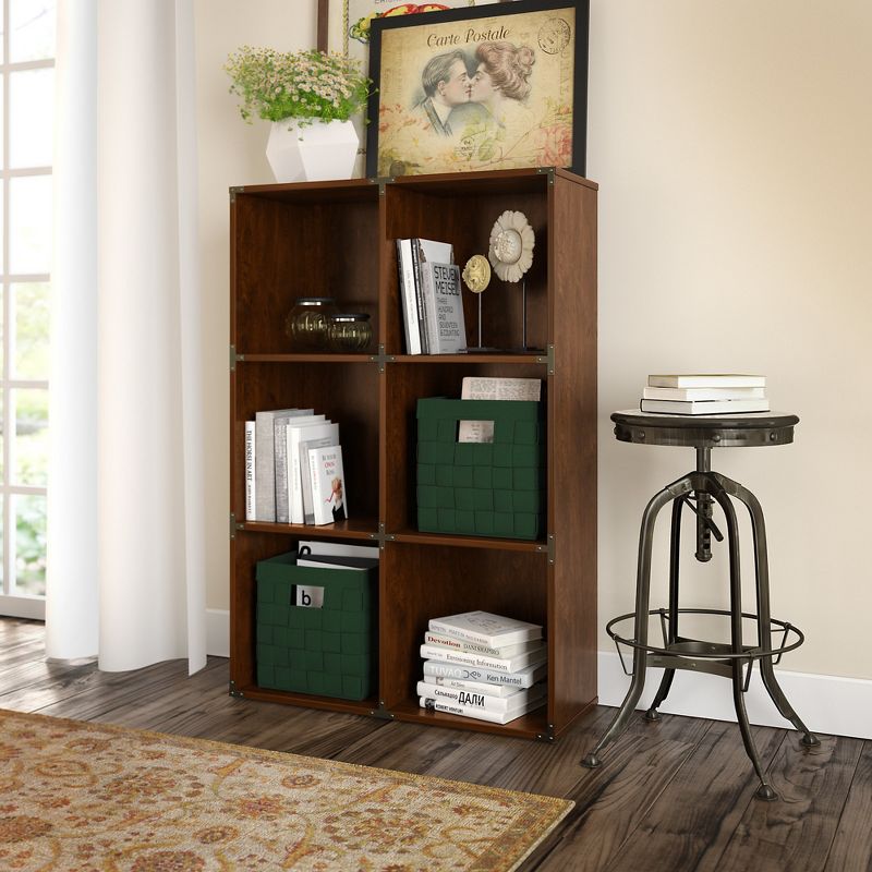 45.12" 6 Cube Kathy Ireland Office Ironworks File Cabinet Bookshelf Coastal Cherry - Bush Furniture