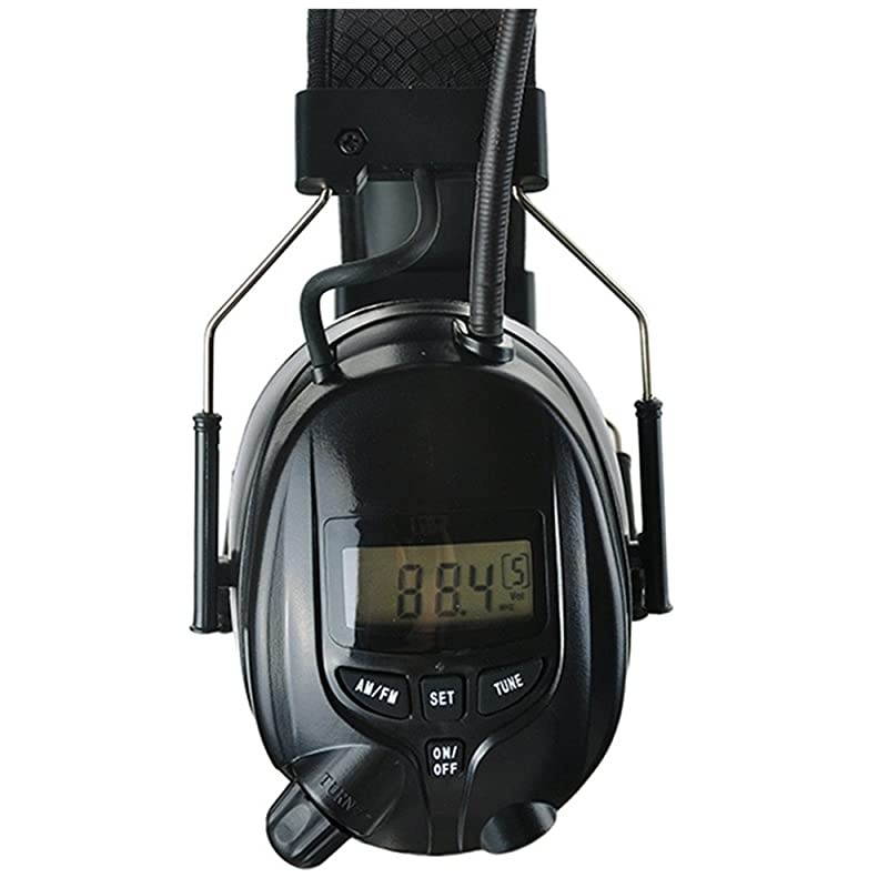 AM FM Hearing Protector, Ear Protection for Mowing, Snowblowing, Construction, Work Shops, 25dB NRR (Black)