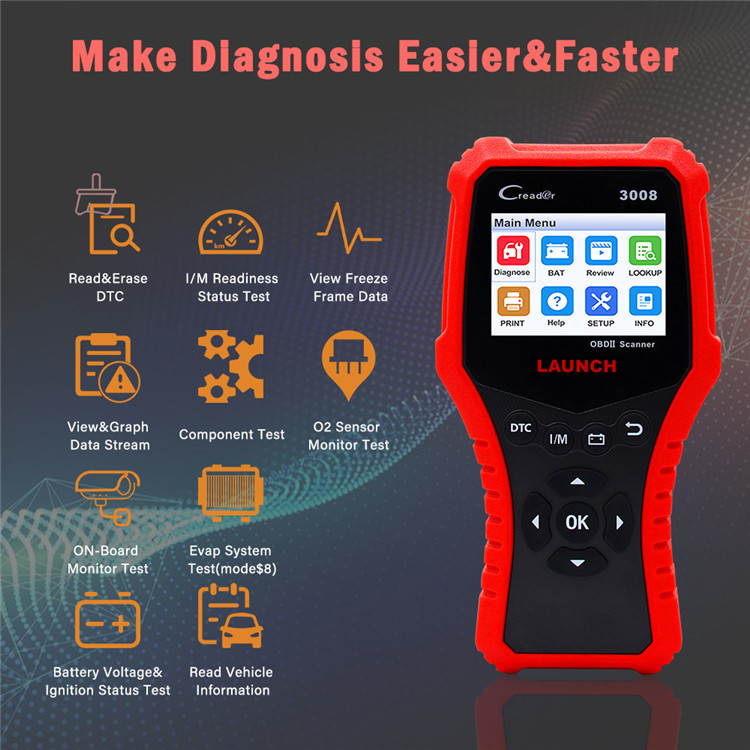 Creader 3008 Car Diagnostic Scanner Fault detector multi-language Support printing reports