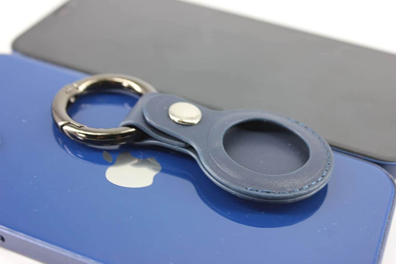 Portable Protective Case for AirTag 2021(2Pack), Suublg PU Leather Multiple Color Skin Anti-Scratch Cover Tracker Holder with Key Ring Compatible with AirTag Finder 2021 1st Generation - Black