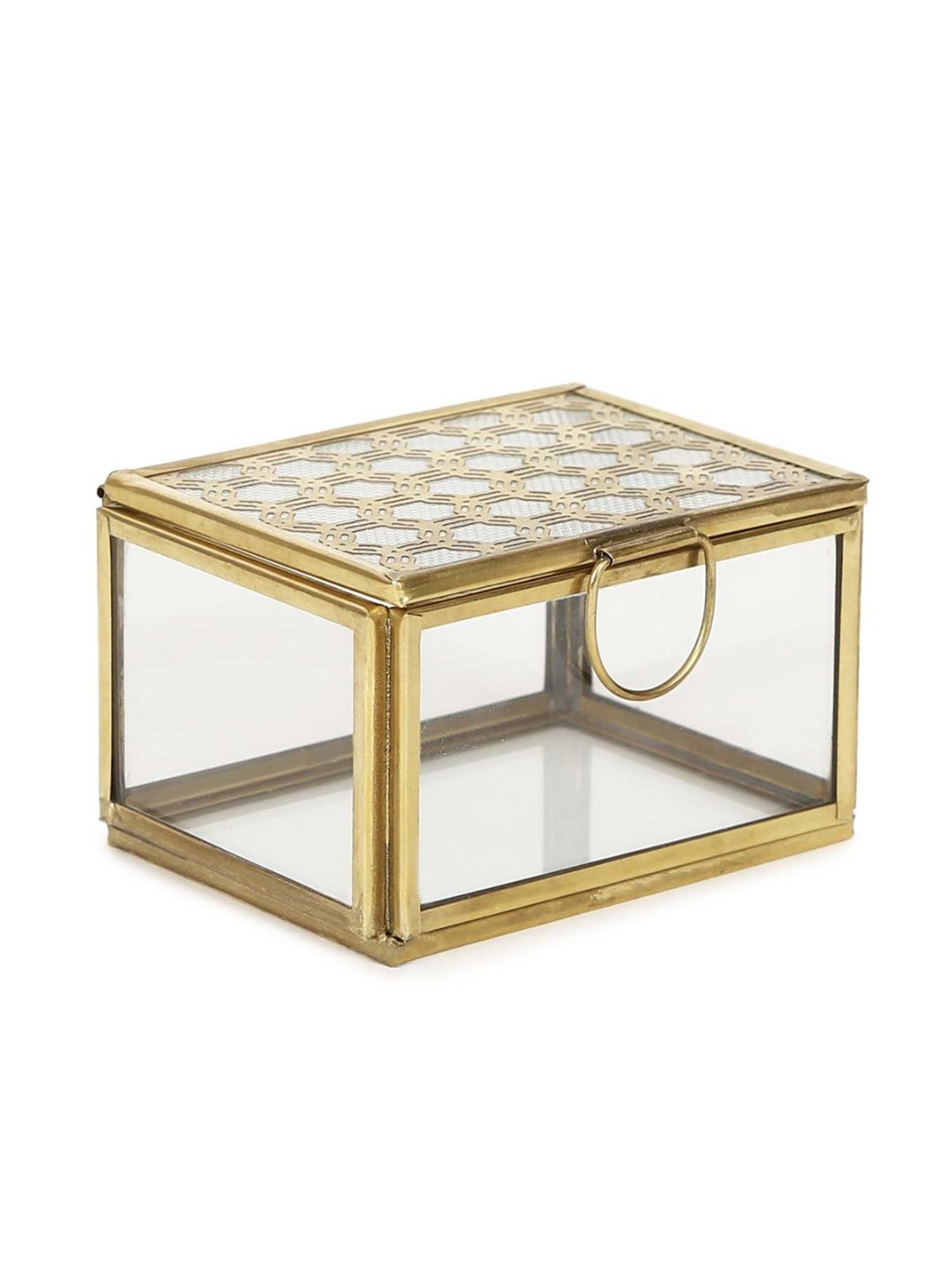 Home4U Gold Glass Large Kaori Antique Box