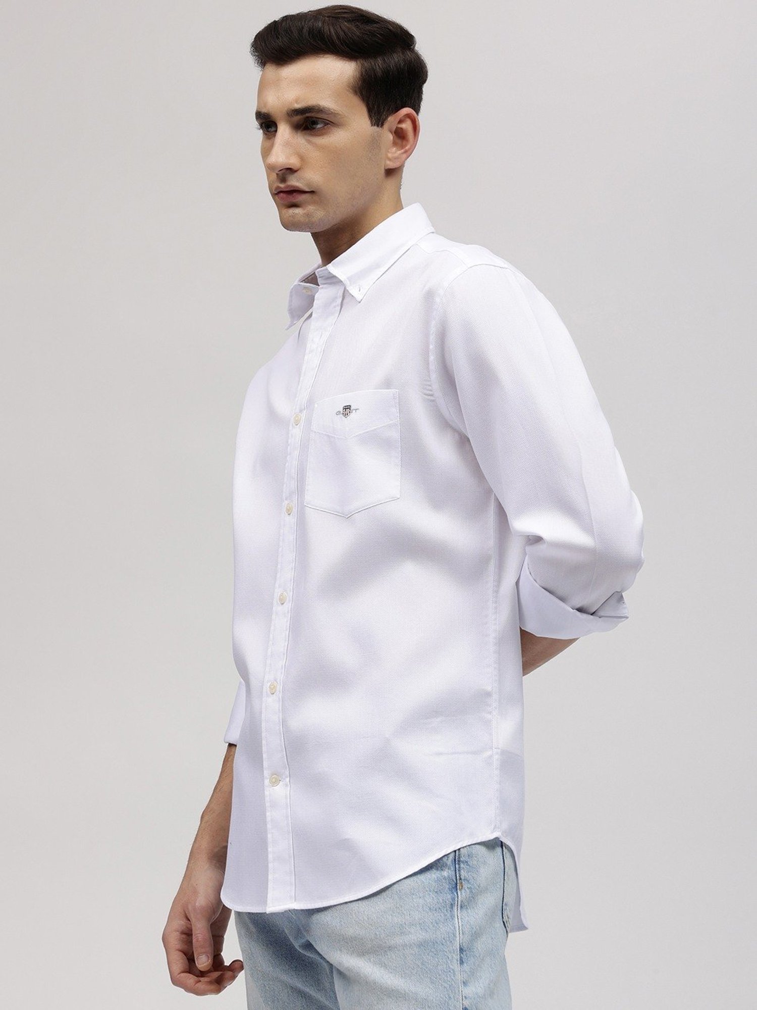 GANT Solid Button Down Regular Fit Shirt