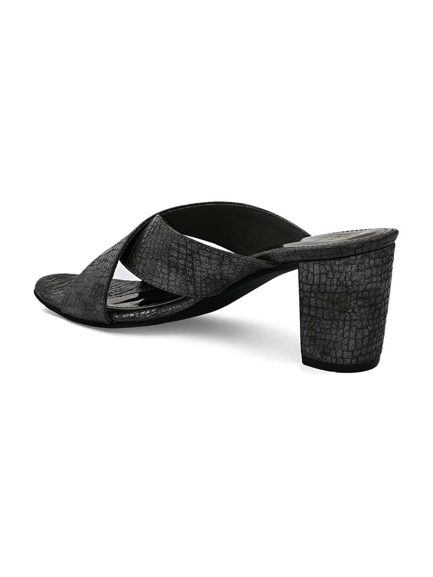 Hydes N Hues Women's Charcoal Black Cross Strap Sandals