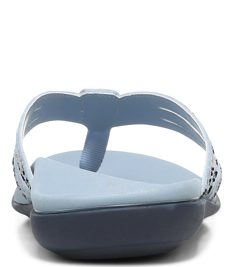 Vionic Alta Leopard Print Leather Thong Flat Sandals